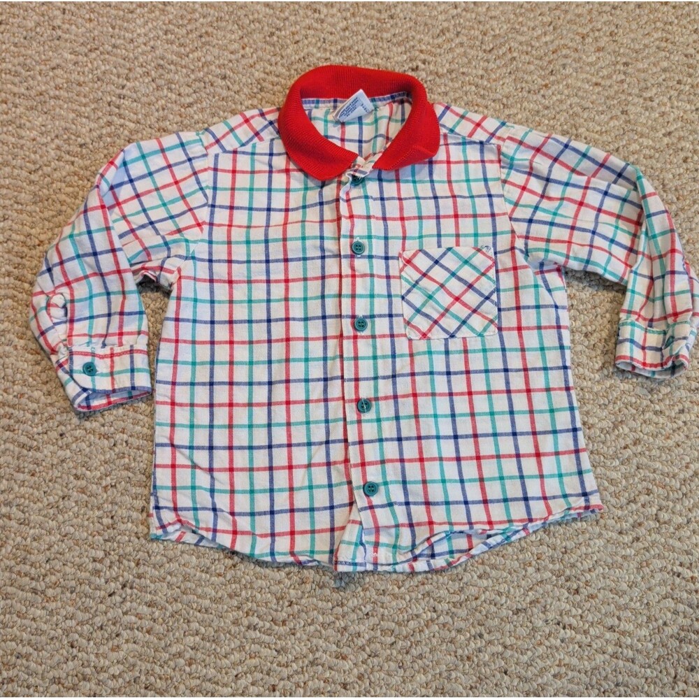 Vintage OshKosh B'Gosh Button Up Shirt 3T Collared Striped USA Cotton